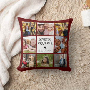 Love You Grandma   Photo Collage Handwritten Text Kissen