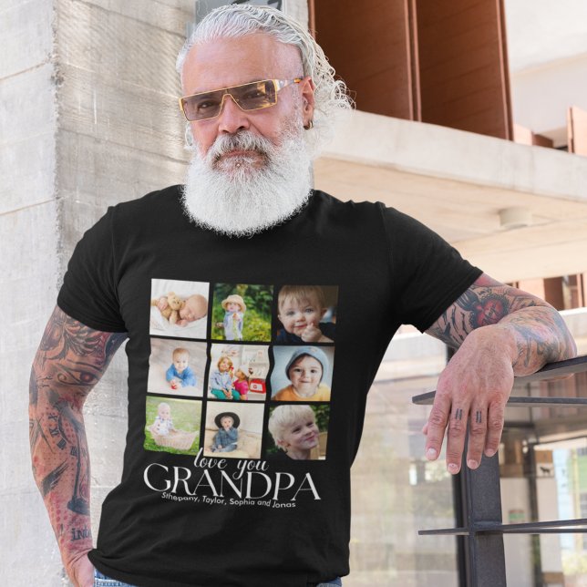 Love You Grandpa Beautiful Collage 9 Photos  T-Shirt (Von Creator hochgeladen)