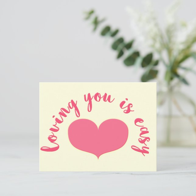 Love You is Easy - Citation romantique Carte posta (Debout devant)