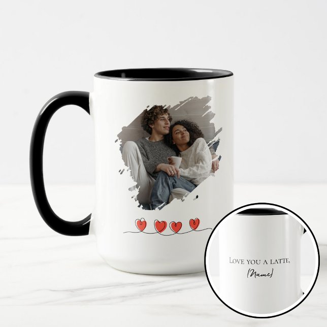 Love You Latte Valentine's Day Photo Personalized Tasse (Von Creator hochgeladen)