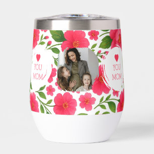 Love You Maman Floral Rouge Bouteille d'eau