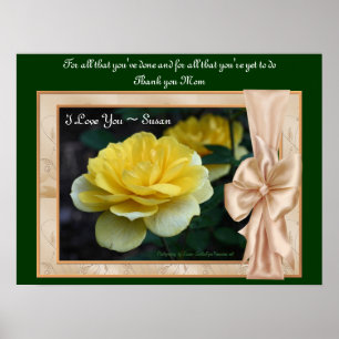 Love You Mom Yellow Rose Personnalisée Poster Impr