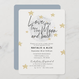 Love You Moon & Back Boy Baby shower Invitation