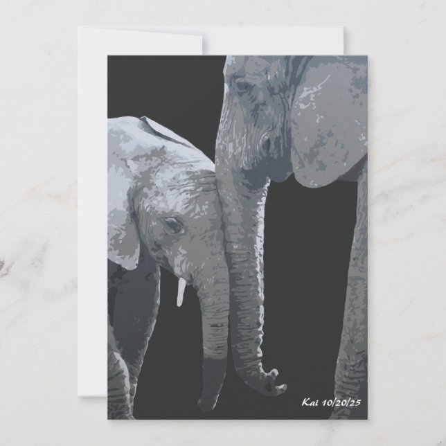 Love You More, Elephant Original Art Einladung (Vorderseite)
