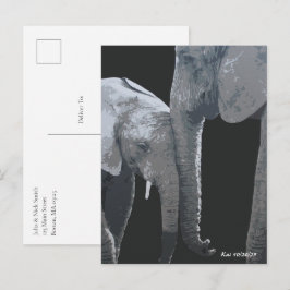 Love You More, Elephant Original Art Postkarte