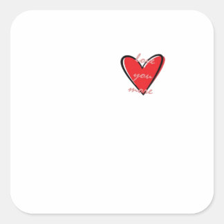 Love You More Kreativer Minimalstil Quadratischer Aufkleber