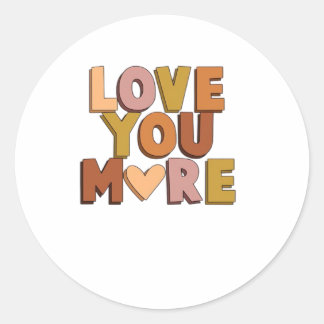 Love You More Minimaler Romantischer Stil Runder Aufkleber