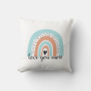 Love You More Regenbogen Herz Blaue Pfirsich Kissen