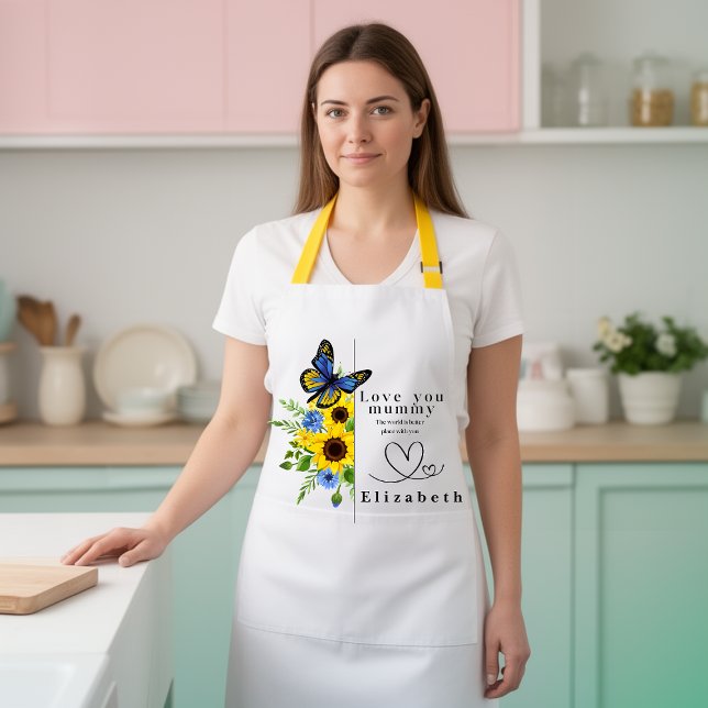 Love You Mummy Personalized Floral Apron Schürze (Von Creator hochgeladen)