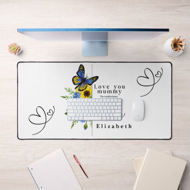 Love You Mummy Personalized Floral Desk Mat Schreibtischunterlage (Büro 1)