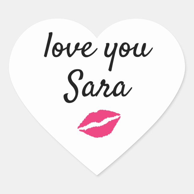 Love You Personalized Kiss Sticker (Devant)