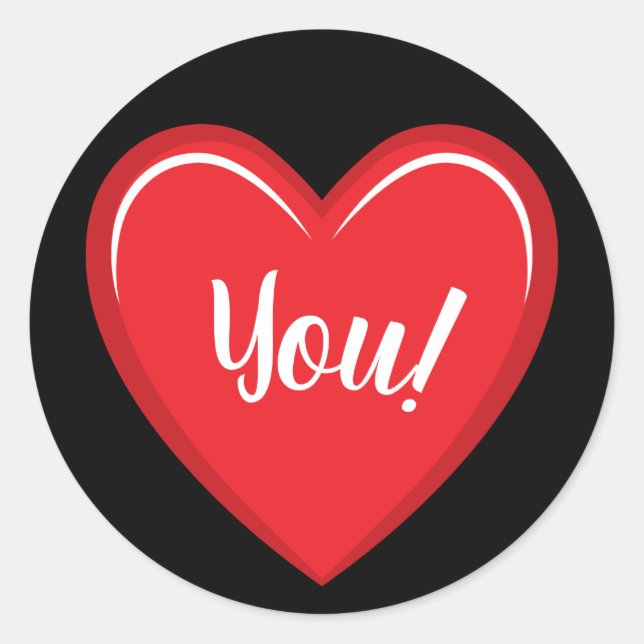 Love You Red Heart Sticker sur Solid Black (Devant)