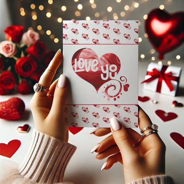 Love You Red Heart Valentine Folle Carte de remerc (Créateur téléchargé)