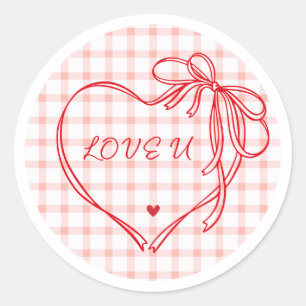 „Love You Ribbon Heart“ Runder Aufkleber