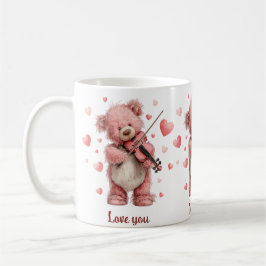 Love You Teddy with Violin Kaffeetasse