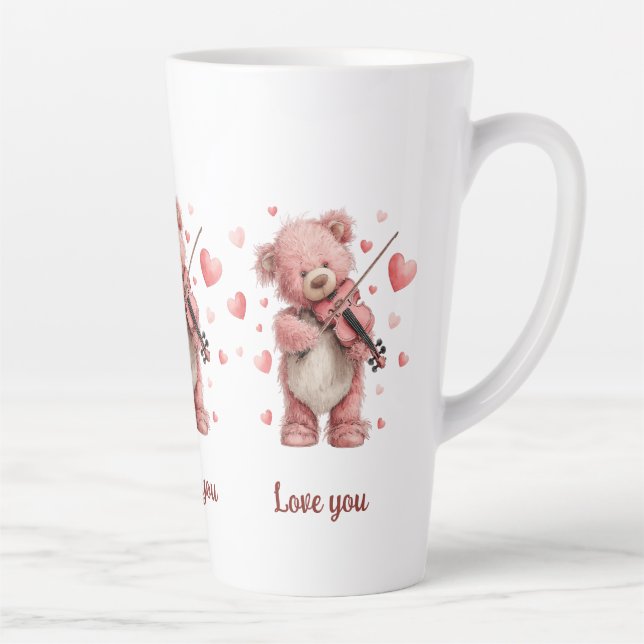 Love You Teddy with Violin Milchtasse (Rechts)