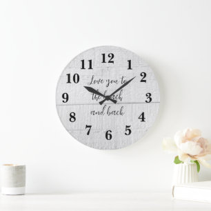 Love You to Beach and Back Rustic Grande horloge