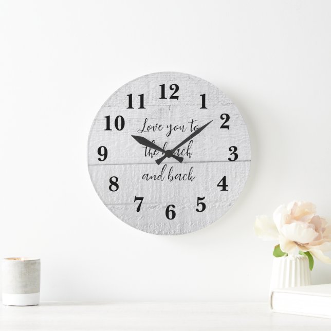 Love You to Beach and Back Rustic Grande horloge (Maison)