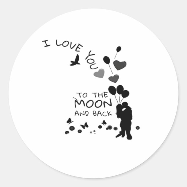 Love You To The Moon And Back Couple Moonlight Hea Runder Aufkleber (Vorderseite)
