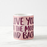 Love You to the Moon and Back Mug | Romantic Pink  Kaffeetasse<br><div class="desc">Show your love with this charming Love You to the Moon and Back mug. Designed in a soft pastel pink tone with playful handwritten typography and tiny heart accents, it’s the perfect Valentine’s Day gift, anniversary present, or daily reminder of love. ✔ High-quality ceramic mug ✔ Vibrant print that won’t...</div>