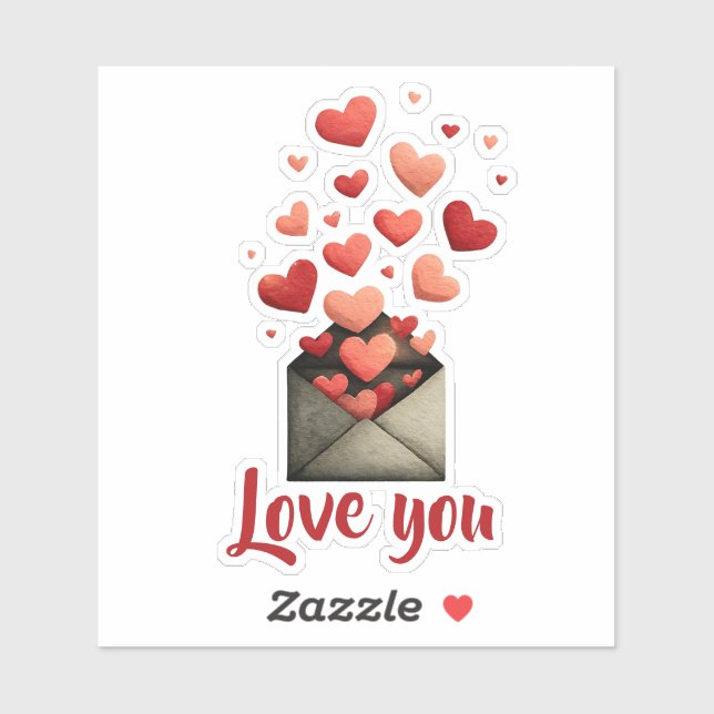 Love You Valentine Envelope Design Aufkleber (Blatt)