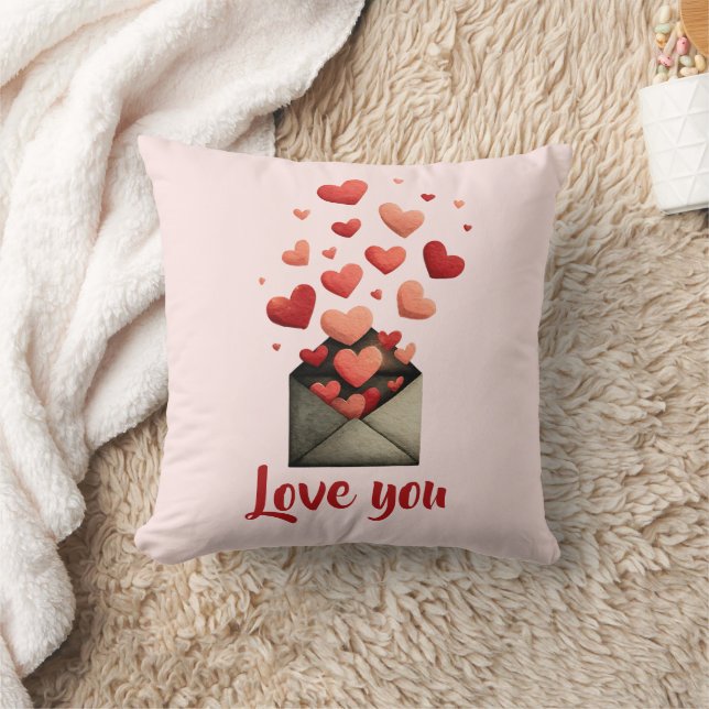 Love You Valentine Envelope Design Kissen (Decke)