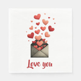 Love You Valentine Envelope Design Serviette