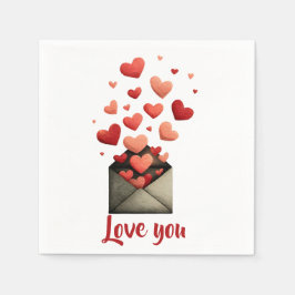 Love You Valentine Envelope Design Serviette