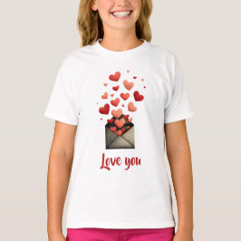 Love You Valentine Envelope Design T-Shirt