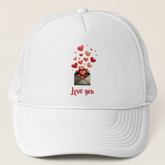 Love You Valentine Envelope Design Truckerkappe (Vorderseite)