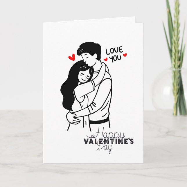 Love You Valentine's Embrace Karte (Vorderseite)
