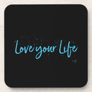 Love-your-Life-Typography-blau Untersetzer