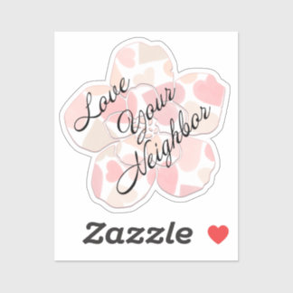 Love Your Neighbor Heart-Filled Flower Aufkleber