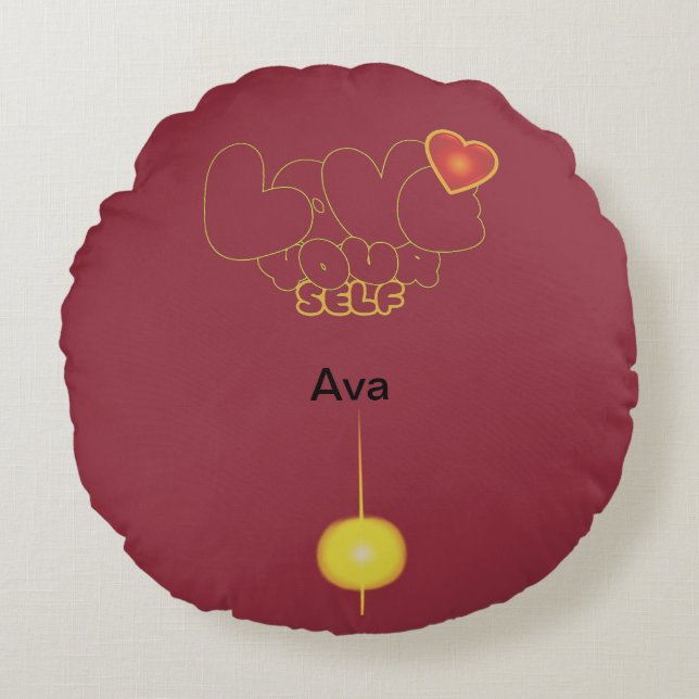 Love Yourself Inspirational Word Art Rundes Kissen (Vorderseite)