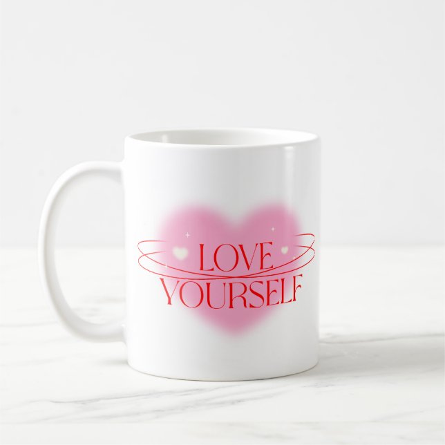 Love Yourself Motivational Ceramic Coffee Mug (Gauche)
