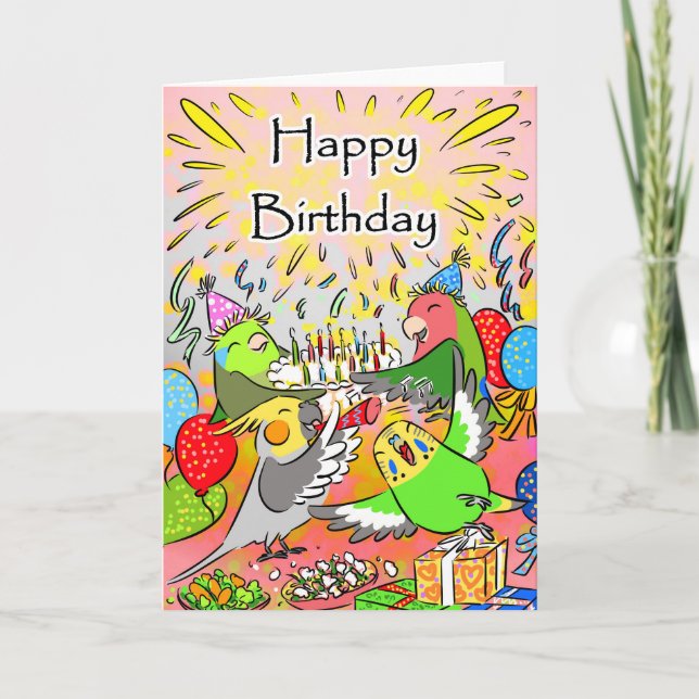Lovebird budgie Cockatiel parrotlet alles Gute zum Karte (Vorderseite)