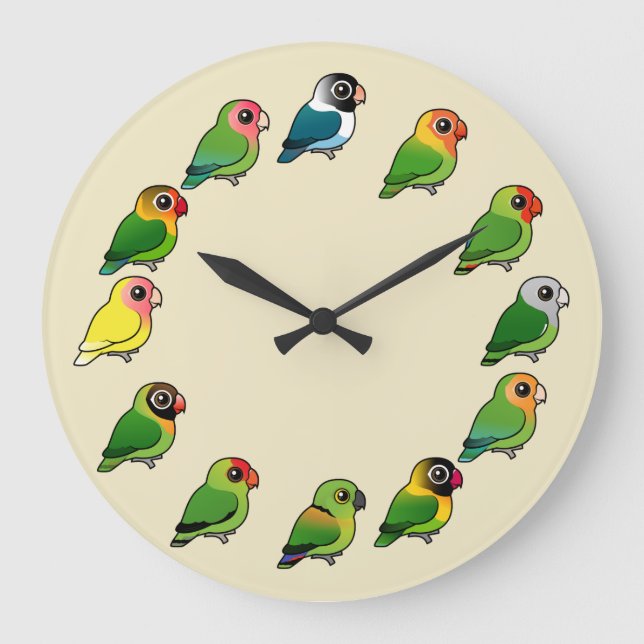 Lovebird Clock Große Wanduhr (Vorderseite)