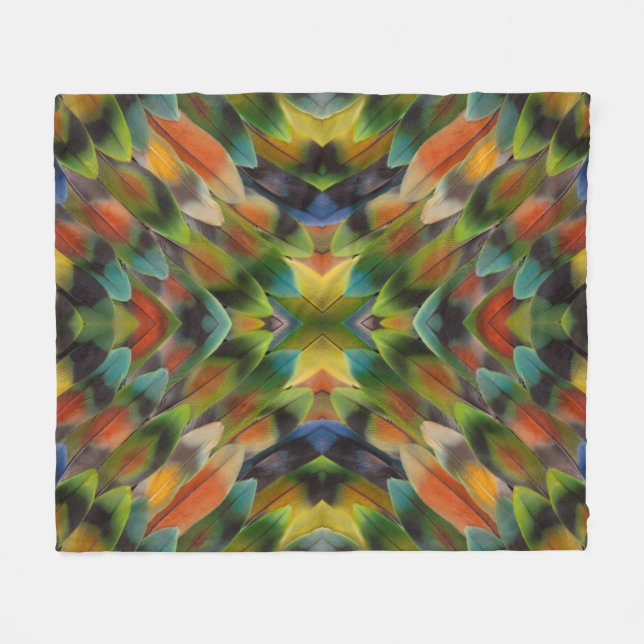 Lovebird Fether Kaleidoskop Fleecedecke (Vorderseite (Horizontal))