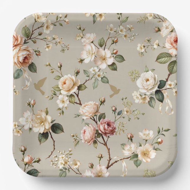 LoveBird Floral Party Teller (Vorderseite)
