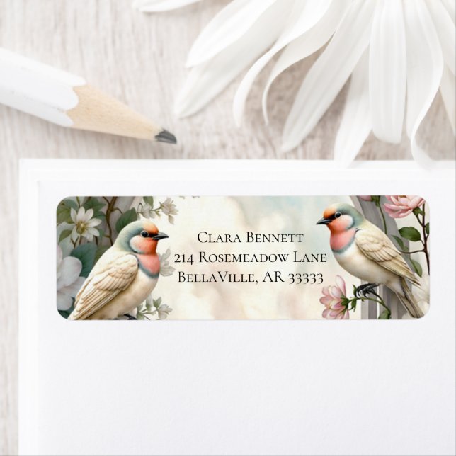 LoveBird Floral Return Address Label (Insitu)
