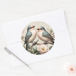 LoveBird Floral Runde Verlobungsfeier Aufkleber