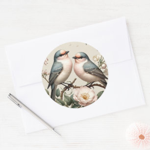 LoveBird Floral Runde Verlobungsfeier Aufkleber