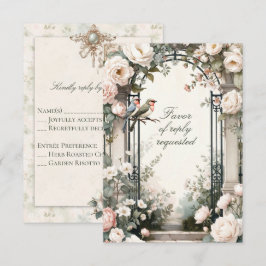 LoveBird Floral Verlobungsfeier Antwortkarte RSVP Karte