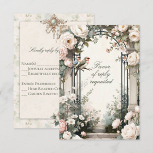 LoveBird Floral Verlobungsfeier Antwortkarte RSVP Karte
