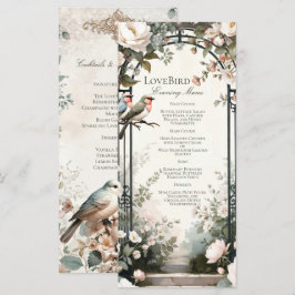 LoveBird Floral Verlobungsfeier-Menü Menükarte