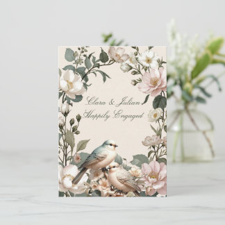 LoveBird Florale Verlobungsfeier-Einladung Einladung