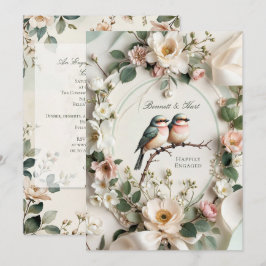 LoveBird Florale Verlobungsfeier-Einladung Einladung