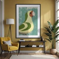 Lovebird Paprot Minimalistisch Textur Moderne Gelb