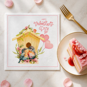 Lovebird Valentine's Day Paper Cocktail Napkins Serviette
