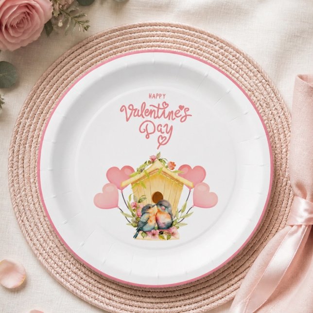 Lovebird Valentine's Day Paper Plate Pappteller (Von Creator hochgeladen)